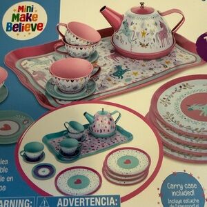 Mini Make Believe Unicorn Tea Party Playset w/carry case - 16PCS NWT